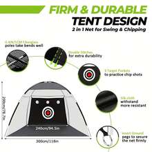 Golf Hitting Net With Golf Mat Indoor Outdoor Golf Training Aid For Swing Chipping Practice - Black - View 8