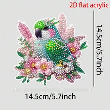 2D平面亚克力DIY钻石画套装，迷人的鹦鹉与花卉钻石画，可悬挂于墙面，闪耀水晶艺术家居装饰，鸟类和花卉主题设计，适用于办公室、学校、俱乐部、酒吧、咖啡馆、图书馆、客厅、卧室、花园、门廊、车库等场所的悬挂装饰，家居户外欢迎标牌，钻石艺术工艺套装，家居墙面装饰及礼品，馈赠亲朋好友的完美之选。 - 查看 3