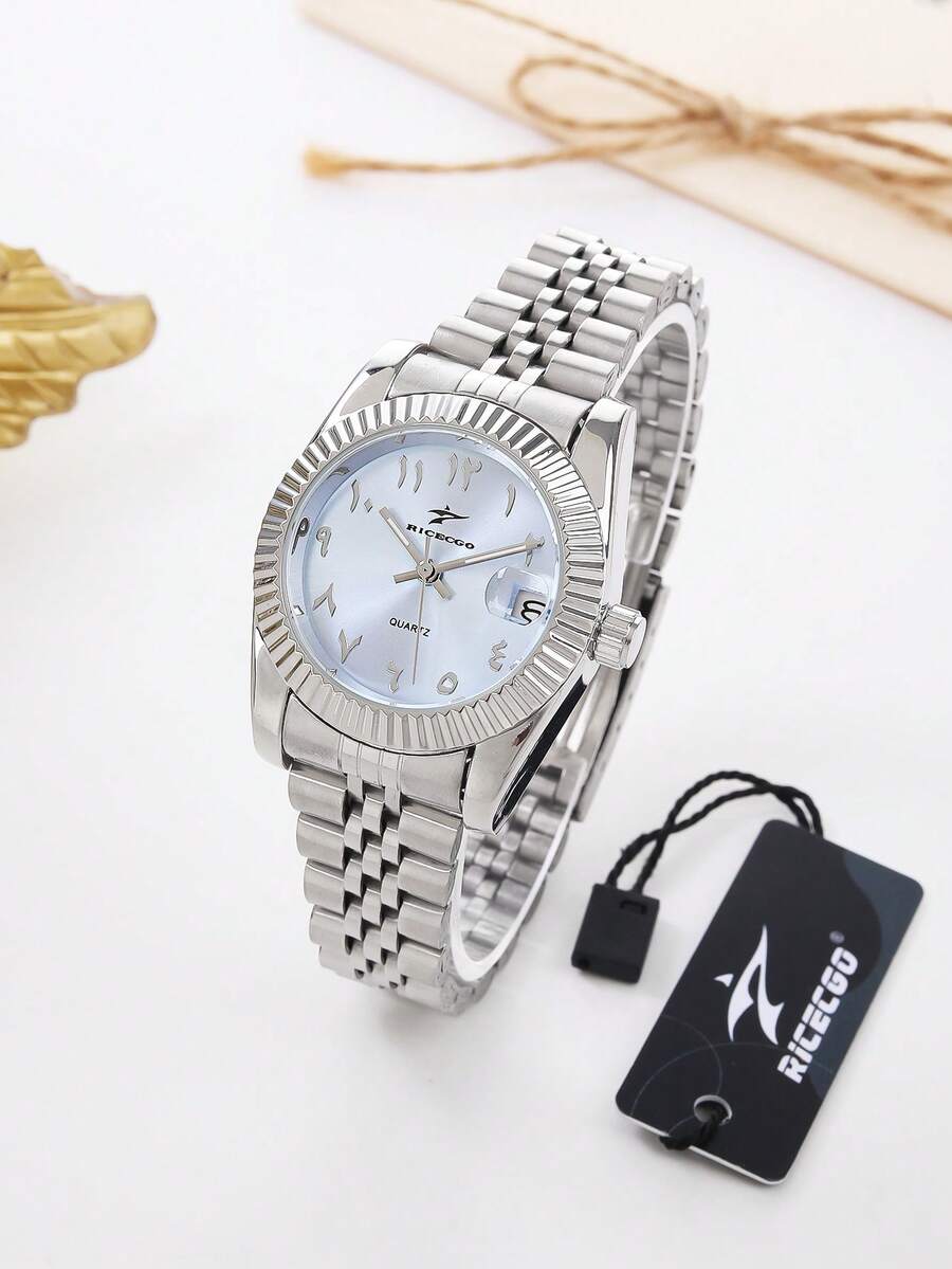 RICECGO Classic Women's Watch 34MM, Stainless Steel Durable Strap, Minimalist Clock For Outdoor Travel - Silver - View 1