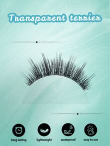 自然款假睫毛 15mm，7对装 漫画风格纤细假睫毛，3D水貂毛假睫毛，蓬松浓密，交叉纤细睫毛，柔软舒适。 - 黑色 - 查看 9