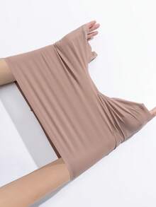 5条装女士无缝纯色及豹纹宽腰带休闲运动瑜伽内裤，弹性透气柔软三角裤 - 彩色 - 查看 4