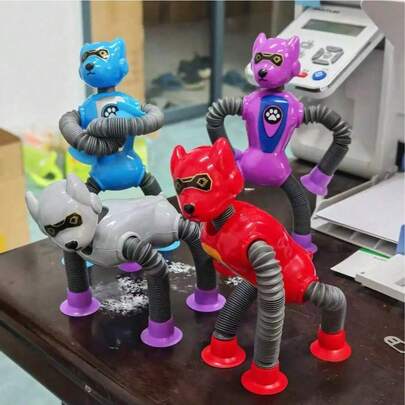 1个（颜色随机）趣味吸盘机械狗玩具，可伸缩拉伸管减压长颈鹿玩具，照片卡/反思/我的成长/恶魔