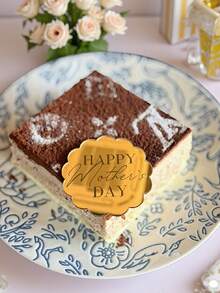 Bộ 5 đĩa tròn acrylic màu vàng kim loại in chữ "Chúc mừng Ngày của Mẹ", thích hợp để trang trí bánh kem, trang trí tiệc tùng, v.v. - Kiểu B - Xem 2