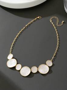 1件夏季梦幻白色油滴柔和几何混合吊坠项链（女士款） - 白色 - 查看 4