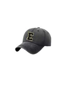 1 pieza Gorra de béisbol lavada con estampado de 26 letras para niños, adecuada para niños y niñas para protección solar diaria al aire libre - Negro - Ver 8