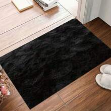 1 pieza Alfombra negra esponjosa de lujo, alfombra decorativa, alfombra para sala de estar, tapete de cocina, alfombra de dormitorio, tapete de baño - Negro - Ver 13