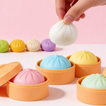 POKOJA LAND 1/2/3 Piezas Juguetes antiestrés con forma de comida Squishable: Bolas de pan mini coloridas para apretar, artículos antiestrés de rebote lento, bolas de masa de pan realistas, juguetes sensoriales extensibles para el escritorio, aliviar la ansiedad, relajación en la oficina, decoración del hogar | Mejor regalo para familiares y amigos