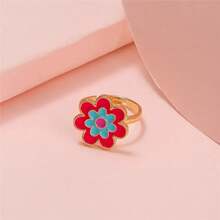 Anillos de dibujos animados para niñas, anillo ajustable coreano con flores y animales coloridos para hija, mariposa, dulces, anillos pequeños, regalos de Año Nuevo Kawaii 19PO - C073 - Ver 13