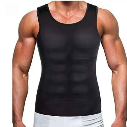 Blusa Regata Modeladora Masculina Cinta de compressão peito Controle Barriga fitness ginecomastia Postural academia