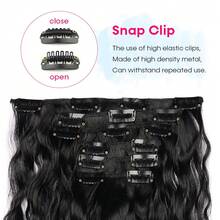 6pcs 22-Inch Black Mermaid Wave Synthetic Clip-In Hair Extensions - Multicolor - View 3