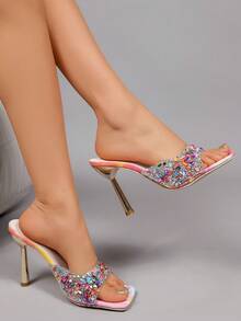 Geeyea A Pair Of Women's Stiletto Heels, Colorful And Perfect For Parties And Dances. These Open-Toe Summer High-Heeled Sandals Are Elegant And Sexy, Suitable For Pairing With Dresses, Beach Vacations, Or Everyday Wear. Perfect For Dates And Parties. - 彩色 - 查看 3