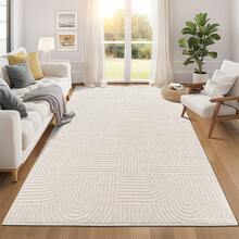 Pauwer Washable Area Rugs For Living Room Modern Beige Solid Color Soft Fluffy Rugs For Bedroom Non Slip Boho Accent Indoor Mat Floor Carpet Cover For Kids Room Dining Room Kitchen Office, Beige - 米色 - 查看 11