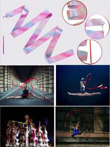 Sparkling Star Artistic Gymnastics Ribbon, Pink Blue Gradient Dance Streamer Ribbon, Shiny Glitter Star Long Dance Ribbon, Gradient Color Art Gymnastics Prop, Lightweight Smooth Dance Decoration Ribbon For Ballet Performance, Stage Show, Aerobic Gymnastics And Daily Practice, Ideal Back To School Gift, Dance Season Essential, Travel Performance Must-Have & Holiday Present, Fashion Aesthetic Art Accessory For Girls Students Dance Lovers Indoor Outdoor Use - Multicolor - View 10