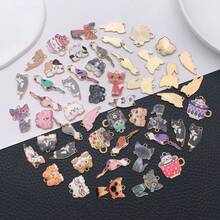 1pack Enamel Cat Charms Alloy Enamel Pendants Cute Animal Pendants Lovely Cute Kitty Charm For Bracelet DIY Necklace Earrings Keychain Dangle Craft Jewelry Making - Multicolor - View 6