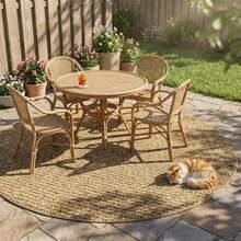 1pc Brown Round Pineapple Pattern Rug, Minimalist Outdoor Round Carpet For Home Decor, Soft And Easy To Clean Carpet, Spring/Autumn Home Decor Rug | Suitable For Small Yard, Round Outdoor Carpet | Patio, Coffee Corner Landscaping Mat | Round Outdoor Rug | Balcony, Picnic, Beach Carpet - Brown - View 7