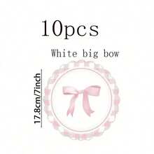 10/20/30/40/50个粉色蝴蝶结纸盘，蝴蝶结生日派对用品，粉色蝴蝶结派对装饰，适合单身派对、新娘送礼会，可爱纸盘，单身派对装饰 - 彩色 - 查看 16