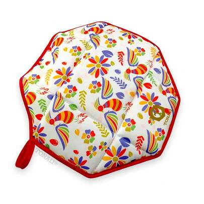 Tortillero Térmico Octagonal (Quetzales Rojos) Tonali / Tus tortillas calientes por más de 2 horas, técnología térmica patentada y 100% mexicana.