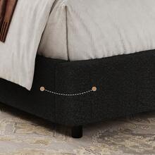 Boucle Upholstered Bed Frame, Upholstered Platform Bed With Headboard And Footboard, Modern Bed Frame Twin/Full/Queen/King, Black / Grey/ White/ Beige/ KhakiTwin Size Boucle Bed Frame/ Full Size Boucle Bed Frame/ King Size Boucle Bed Frame - màu đen - Xem 3