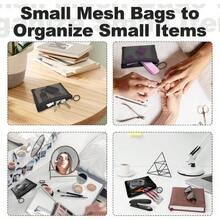 Mesh Pouches (4 Pack), Small Mesh Bags With Zipper Nylon Makeup Pouches Bag Cosmetic Pouch Travel Purse Organizer Insert Diaper Inside Bag Organizers Home Organizing Size See Through Cute Black,Makeup Pouch,Travel Essentials - 彩色 - 查看 3