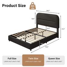 Boucle Upholstered Bed Frame, Upholstered Platform Bed With Headboard And Footboard, Modern Bed Frame Twin/Full/Queen/King, Black / Grey/ White/ Beige/ KhakiTwin Size Boucle Bed Frame/ Full Size Boucle Bed Frame/ King Size Boucle Bed Frame - 灰色 - 查看 8
