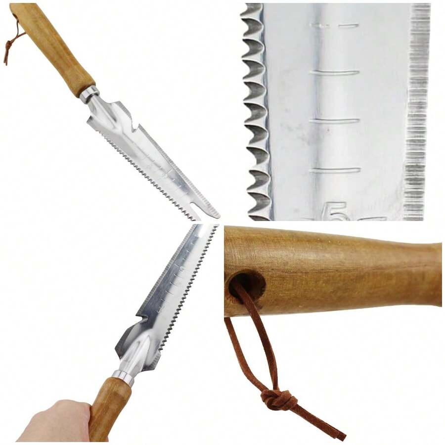 - Paleta de deshierbe de acero inoxidable plateado de 13 pulgadas con mango de madera largo, herramienta de dibujo adecuada para - Ver 1