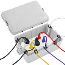 Outdoor Electric Box 32 X 22 X 13 Cm, Cover For Outlet, Extension Cord, Timer & Power Strip Protection For Garden, Patio & Holiday Lights - Grey - View 2