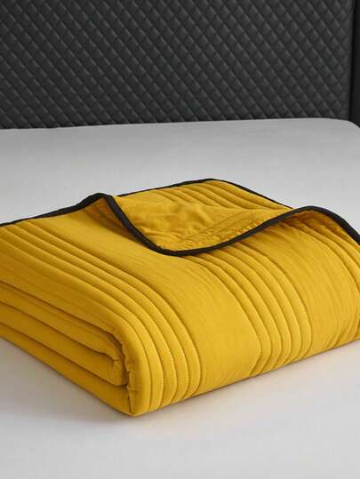 1 pièce Courtepointe d'été minimaliste de couleur unie, douce et confortable, de style minimaliste. Couverture légère et respirante (à l'exclusion de la taie d'oreiller et du drap-housse), taille simple/double, convenant à toutes les saisons