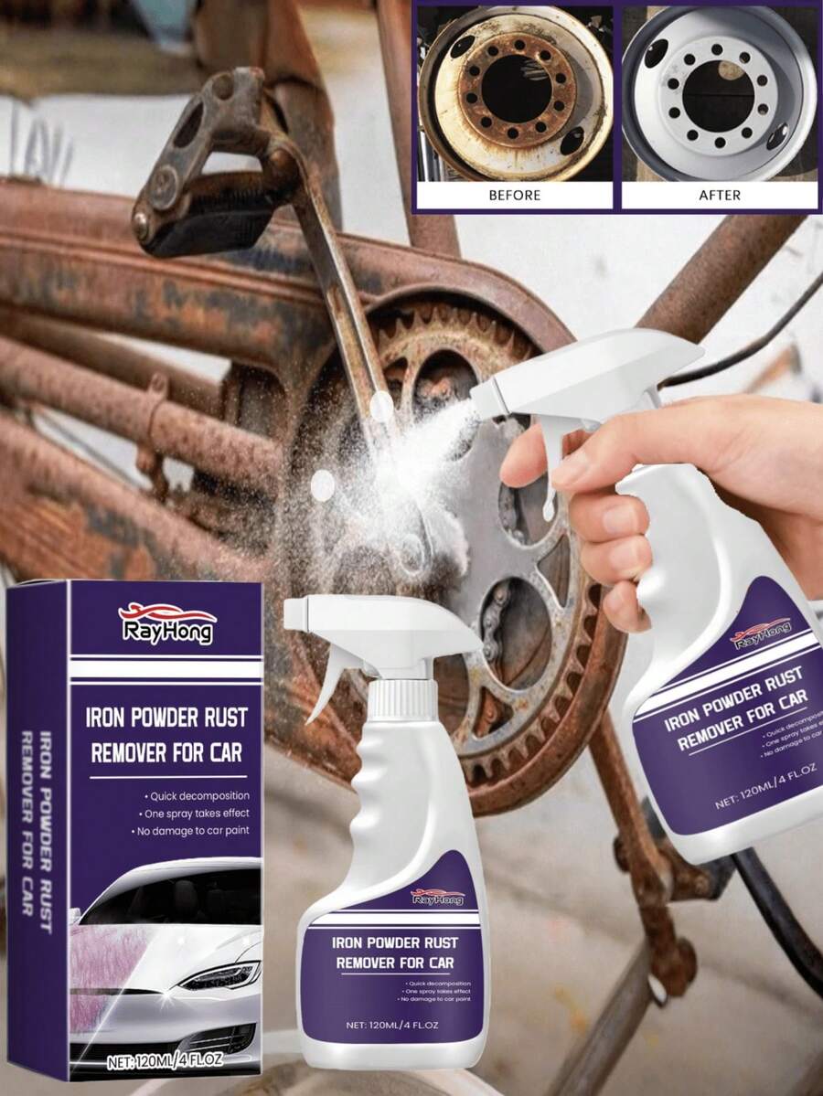 rayhong 汽车铁粉除锈剂，汽车漆面去污剂，除锈抛光清洁剂，快速与锈蚀反应，有效去除锈层，恢复汽车表面平整度。