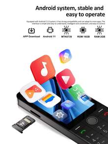 SERVO F26 PRO 键盘式 4G LTE 智能手机，2GB 运行内存 + 16GB 机身存储，支持 WiFi、GPS、双卡双待，3.45 英寸显示屏，Android 11.0 触控屏 - 黑色 - 查看 6