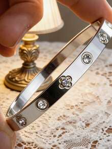 Vòng tay hoa may mắn bằng thép không gỉ mạ vàng 18K, món quà thanh lịch dành tặng nàng vào ngày lễ tình nhân - Phong cách 19 - Xem 3