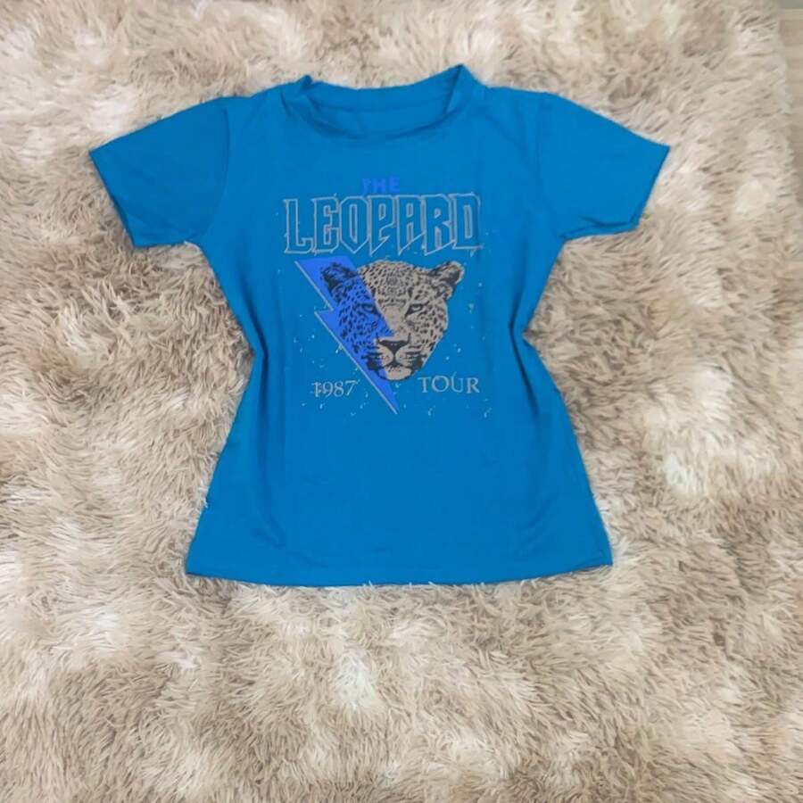 Women's Baby Look Leopard Print - New Release - LIGHT BLUE - View 1