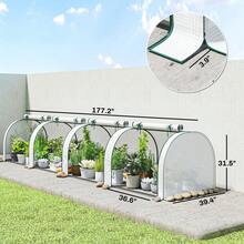 177.2" X 39.4" X 31.5" Garden Bed With Mini Greenhouse, Nursery Pots, Plant Tents, Planting Sheds, Greenhouses, Plant Protection Cages, Zippered Doors For Easy Access To The Plants Inside - White - View 3