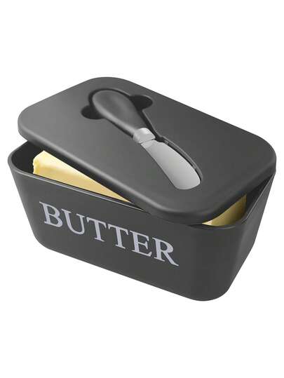 1 Set Butter Dish With Butter Knife, Covered Cheese Box, Cheese Slice Container, Refrigerator Food Box With Lid, Suitable For Home Kitchen, Outdoor Picnic & Camping