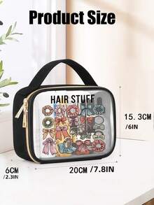 1个PVC拉链密封化妆包，优雅金属拉链，轻便耐用，不易褪色，适合女性和女孩，易于清洁，时尚实用，是旅行、度假、返校、学习用品的必备品。 - 彩色 - 查看 8