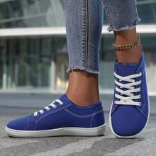 女士赤足跑鞋 - 宽楦运动鞋，宽鞋头设计，黑白、黑白红蓝配色，适合户外活动、步行和网球 - 运动风格 - 藍色 - 查看 4