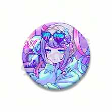 Cool Pink Needy Girl Pin de solapa Kangel Ame Chan insignia de dibujos animados hojalata broche redondo sombrero mochila accesorios regalos para fanáticos del juego T7EN - estilo-21 - Ver 11