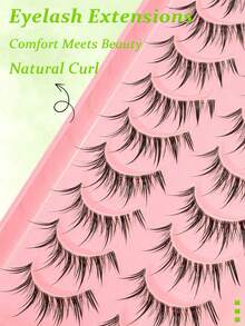 10对漫画风水润假睫毛，全透明DIY假睫毛，适合初学者日常使用 - 黑色 - 查看 8