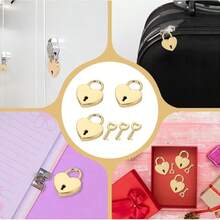 2pcs Zinc Alloy Lock, Creative Golden Heart Design Padlock For Household Valentine's Day, Valentines Wedding, Birthday - Heart-shaped Key Lock - View 8