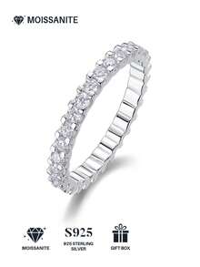 925 Sterling Silver Moissanite Ring, Suitable For Banquet, Party, Official Occasions, Festivals, Valentine's Day, Engagement, Wedding, Anniversary, Birthday Gift, With Certificate - Silver - View 2