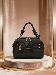 Boston Tote Pillow Bag, New Style, Super Soft, Large Capacity, Crossbody, Women's Bag - màu đen - Xem 2