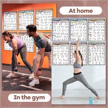 6PCS Workout Posters Home Gym Dumbbell Bodyweight Stretching Workout Exercise Chart - Cổ điển - Xem 6