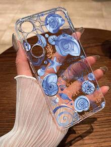 Ocean Creature Painted Transparent Minimalist Fashionable Shockproof Phone Case Compatible With IPhone 17/17Pro/17ProMax, 16/11/16Pro/16Plus/16ProMax/16e, 15ProMax, 13/14/12/XS/XR/7G/8P, Galaxy S25/S25Plus/S25 Ultra, A16/A36/A26/A56/A50/A12/A32, S26/S26Plus - Multicolor - View 5