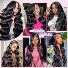 Body Wig Human Blended Hair - 200% High Density Voluminous Curls, 34 Inch 13x6 13x4 5x5 HD Lace Front Human Blended Hair, Glueless Wig With Baby Hair For Women, Ready To Wear - Natural & Black - View 10