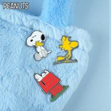 Peanuts 1件史努比官方授权金属珐琅胸针，可爱卡通情侣礼物，小狗个性化收藏品，史努比角色模型饰品，装饰背包书包服装布袋铅笔盒，可爱时尚徽章，适合男女日常佩戴，生日礼物 - 查看 1