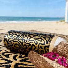 32oz Stainless Steel Insulated Water Bottle | Gold Abstract & Black Flame | Bestseller For Travel & Gym - 金色抽象 - 查看 3
