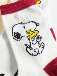 1 Pair Authentic Snoopy Pattern Men's Crew Socks, Cute Cartoon Design Snoopy Men's Socks, Odor-Resistant Moisture-Wicking Casual Versatile Athletic Crew Socks, Suitable For Students/Adults As Gifts Or Daily Wear - Multicolor - View 4