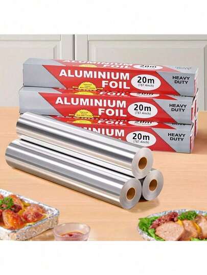 1 Roll Heavy Duty Aluminum Foil, 20m (66.9 Inches) - Durable, Non-Stick, Suitable For Baking, Grilling And Oven, Ideal For Holiday Cooking And Baking, Food Contact Material, Essential For Holiday Cooking | Thick Aluminum Foil | Non-Stick Surface, Aluminum Foil Roll