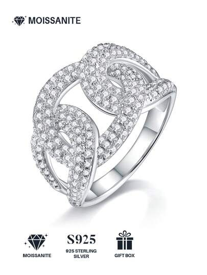 خاتم موسانيت من الفضة الإسترليني عيار 925، مناسب للحفلات والمناسبات الرسمية والأعياد وعيد الحب والخطوبة والزفاف والذكرى السنوية وعيد الميلاد، مع شهادة