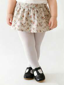 3 Pairs Baby Girls Velvet Tights, Autumn/Spring Leggings - White - View 3
