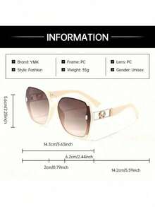 Retro Rectangular Women's, Stylish Unisex Plastic Frame, PC Lenses, Suitable Parties, Travel, And Beach. TJXT - Gọng màu be, tròng kính màu nâu. - Xem 8